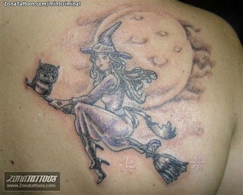 tatuaje silueta bruja|50 ideas de Tatuajes de brujas 